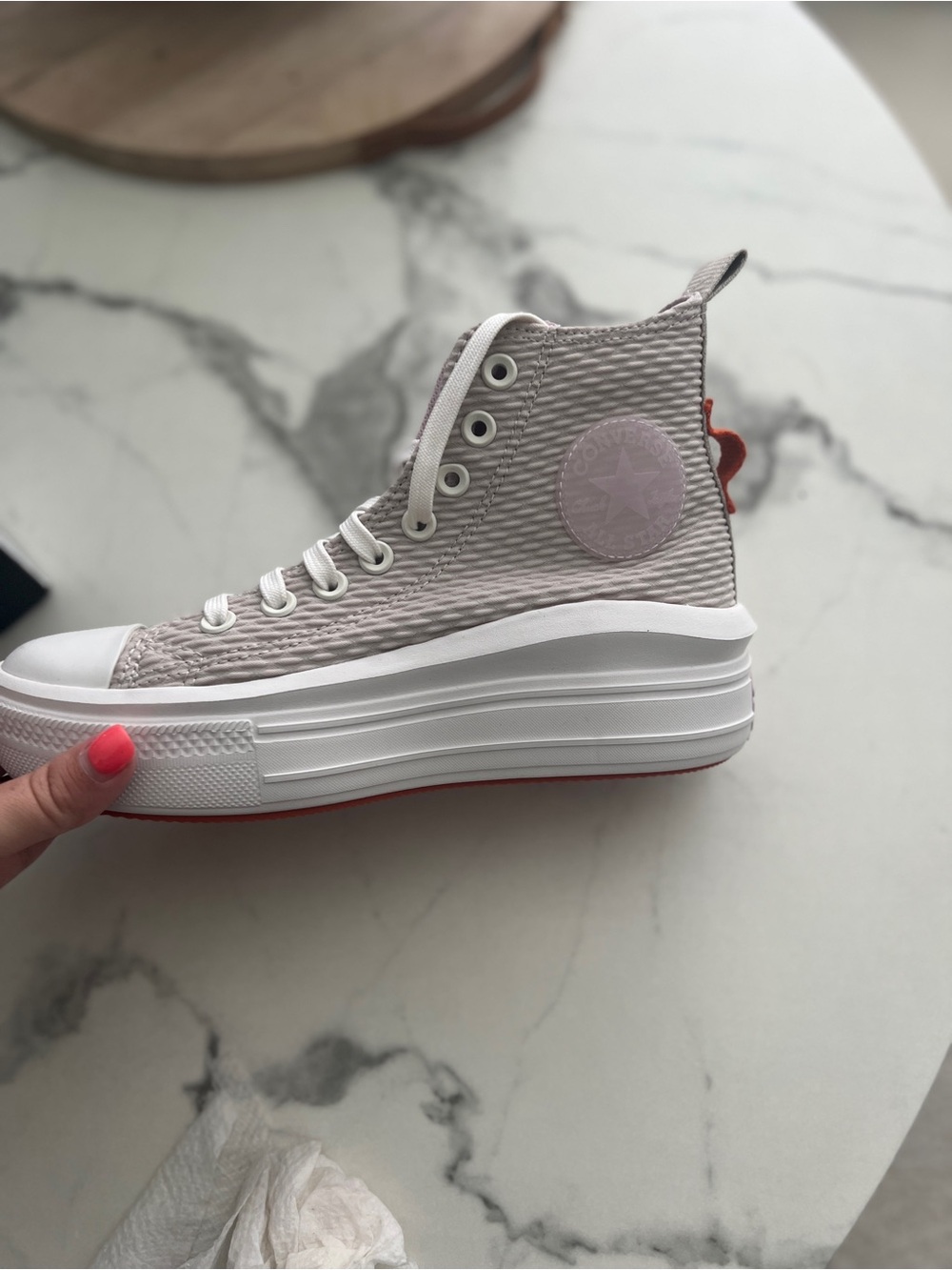 Converse Women's High Top Platform Sneaker - Pale Pink & White